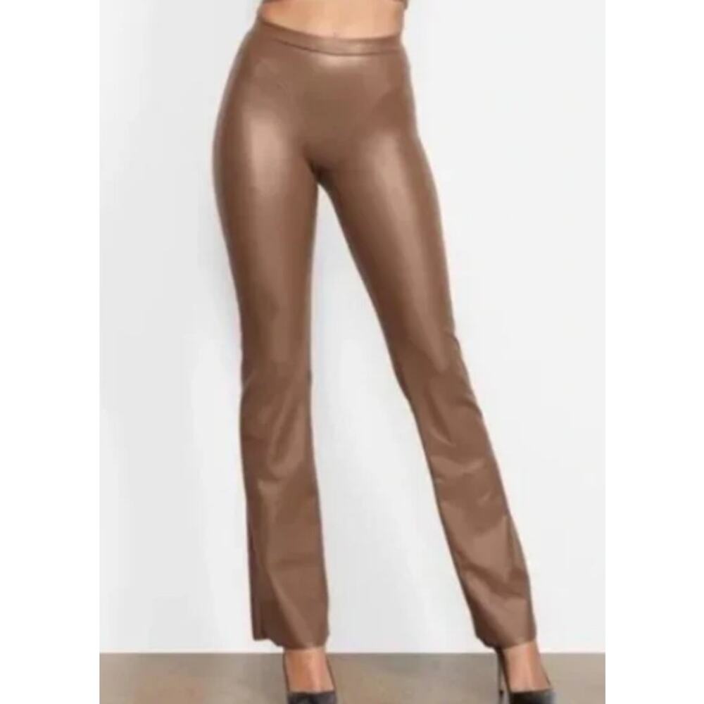 Skims Pants Faux Leather Boot Cut Flare High Rise Jasper Brown Mob Wife Era
